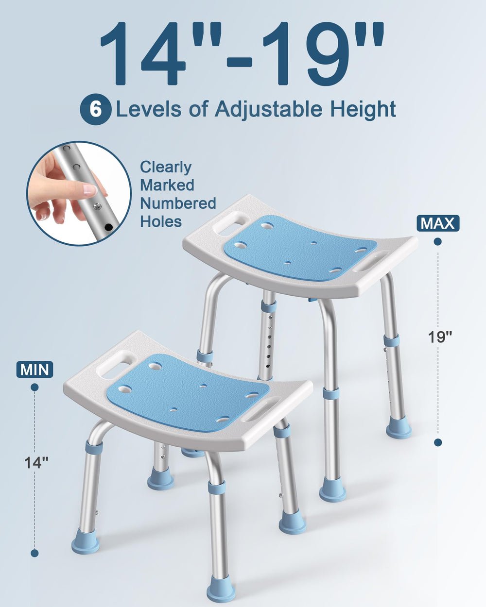 HOMLAND side view showing height adjustment pins for customizable seat height