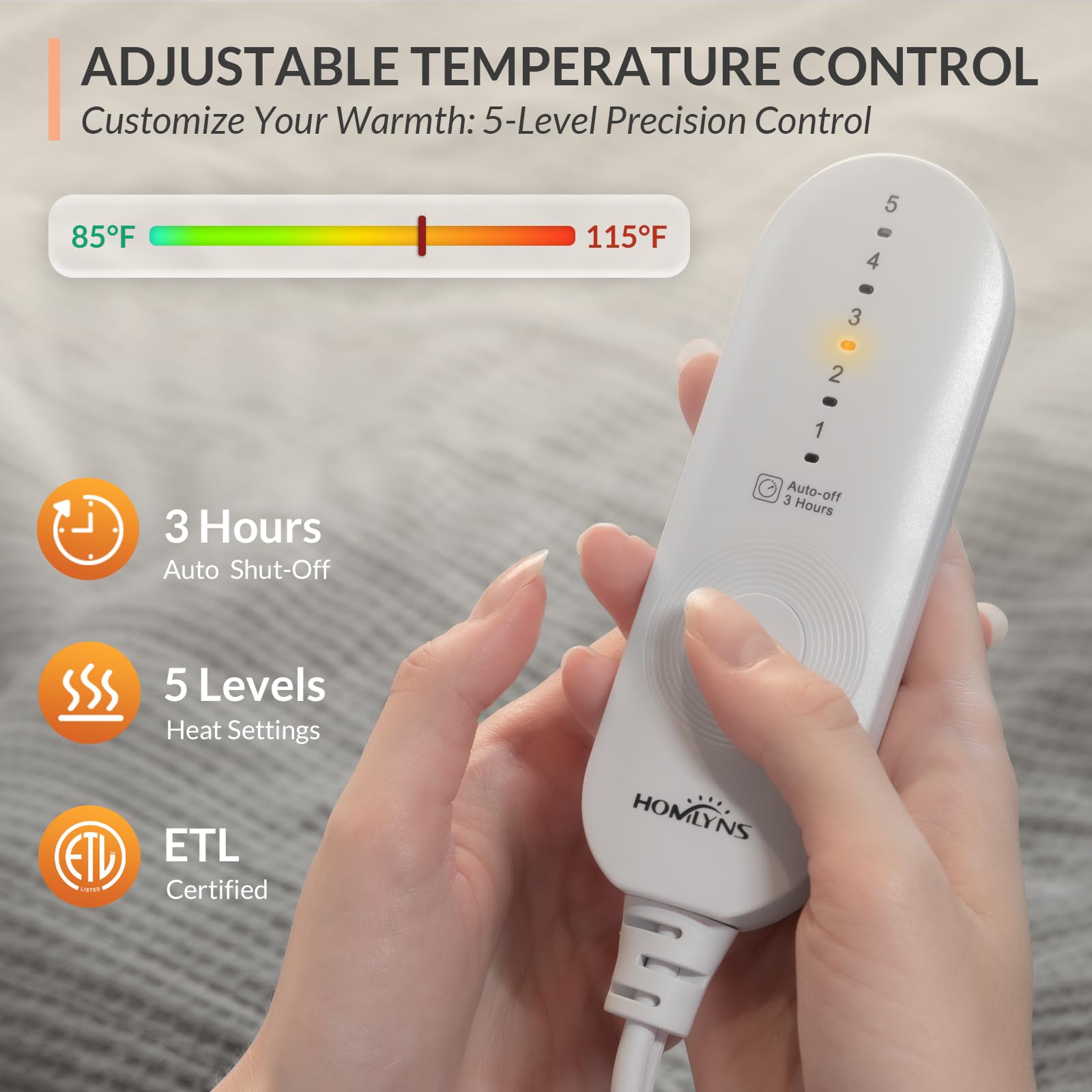 HOMLYNS mando con 5 niveles y temporizador para ajuste preciso