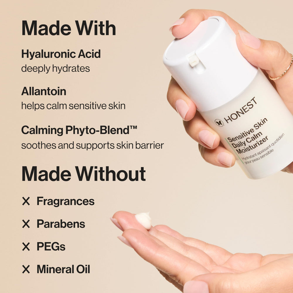 Honest Beauty aplicación con dedos distribuye hidratación ligera y calmante
