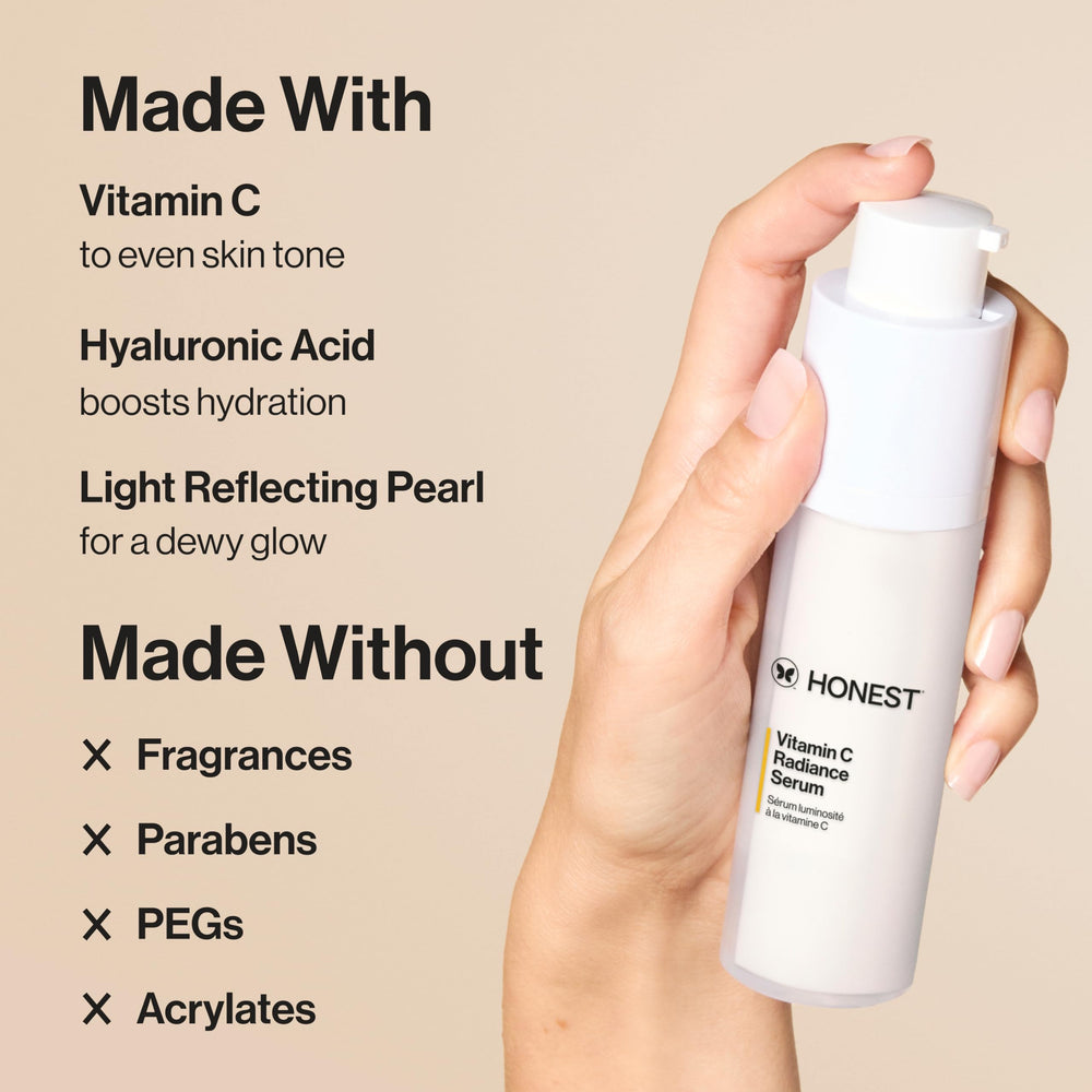 Honest Beauty vista cercana de la botella con gotero para dosificar precisión