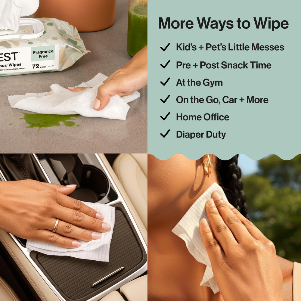 Hand pulling an Honest Company wipe demonstrating strength and softness