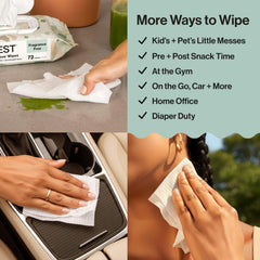 Hand pulling an Honest Company wipe demonstrating strength and softness