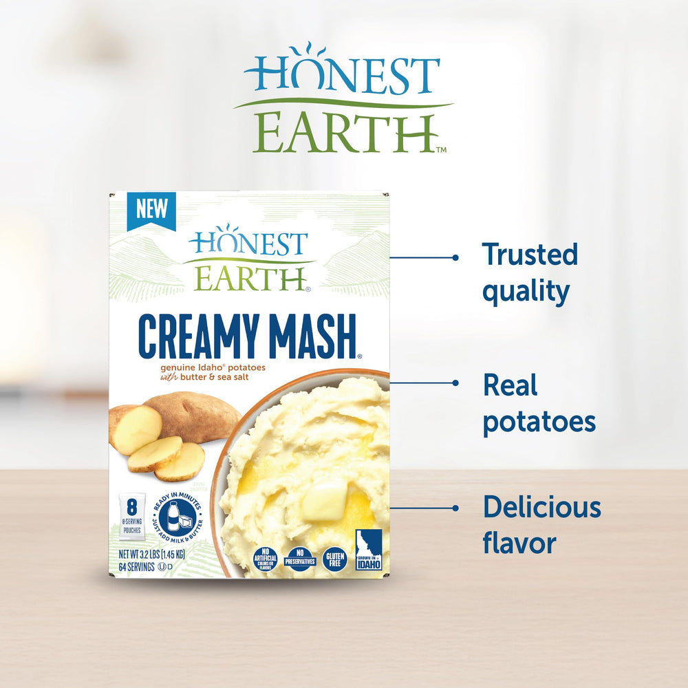 honest earth puré en mesa familiar listo para servir en cena casera