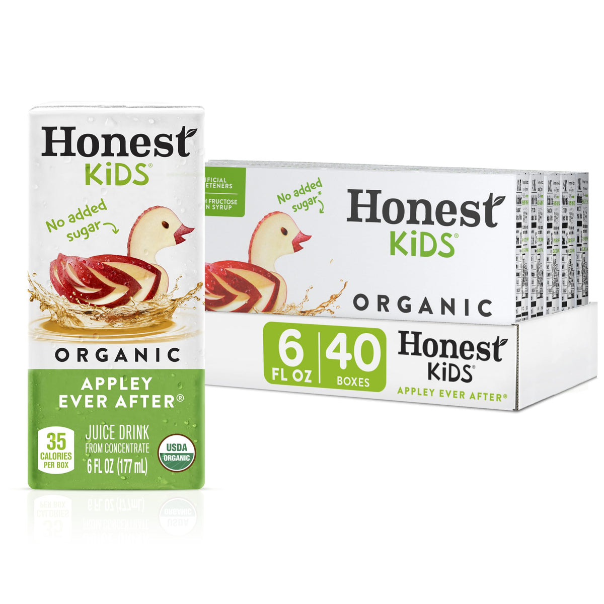 Honest Kids front packaging showing organic apple juice and child-friendly design