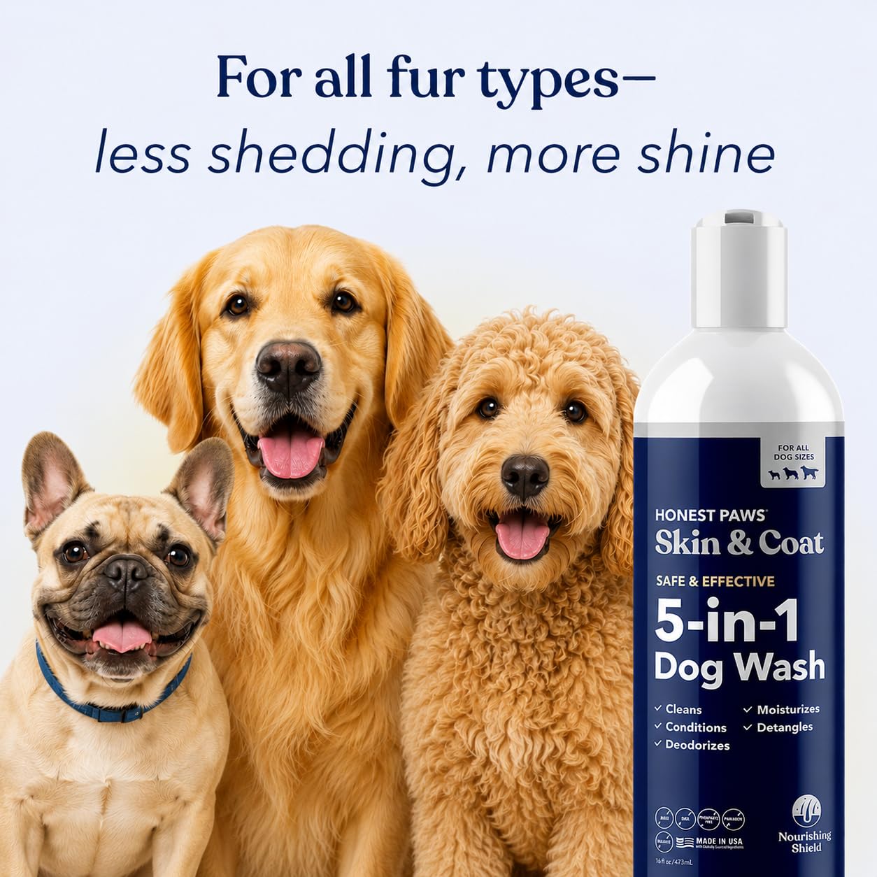 Honest Paws cachorro limpio y relajado después del baño con olor fresco