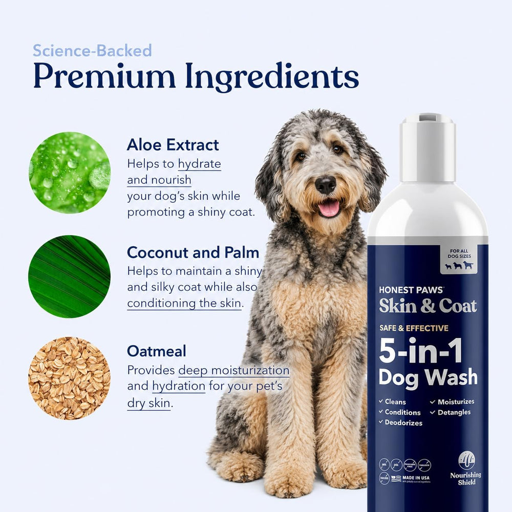 Honest Paws aplicación en perro durante el baño para limpieza y desenredo