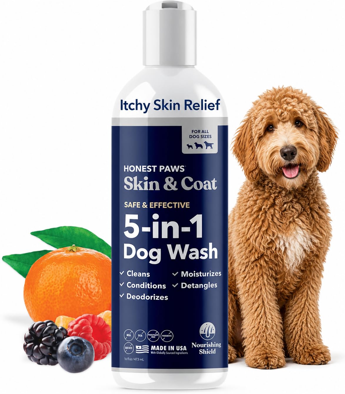 Honest Paws envase frontal mostrando la marca y beneficio de limpieza suave