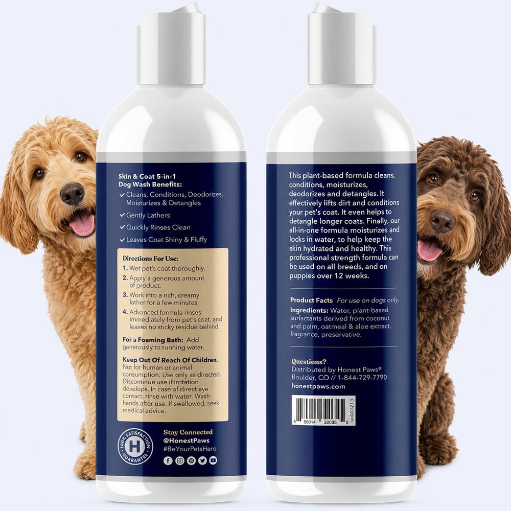 Honest Paws avena y aloe como ingredientes visibles para calma e hidratación