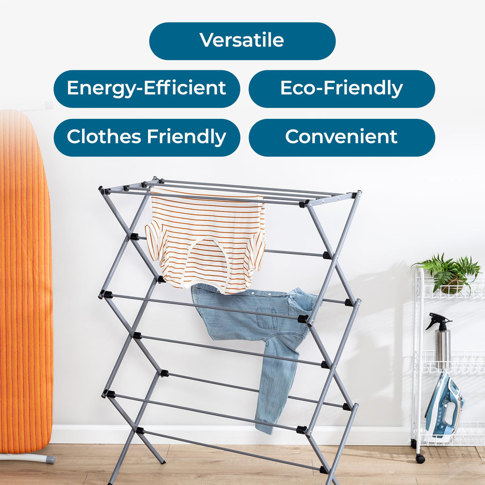 Honey-Can-Do loaded with towels demonstrating 50 lb capacity and airflow