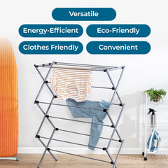 Honey-Can-Do loaded with towels demonstrating 50 lb capacity and airflow