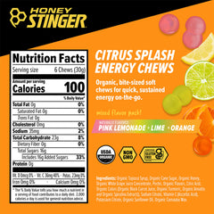 Honey Stinger gomita en mano para visualizar tamaño portátil y uso fácil