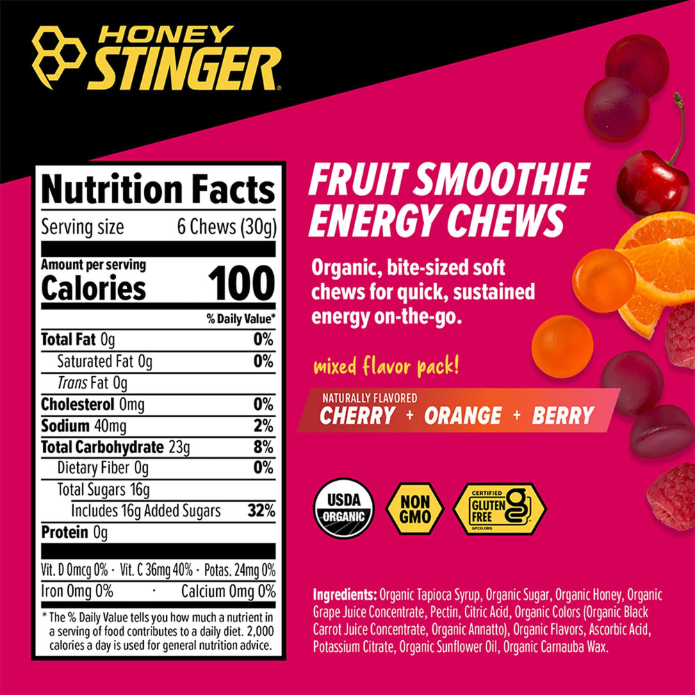 Honey Stinger single chew close-up showing soft texture for easy chewing