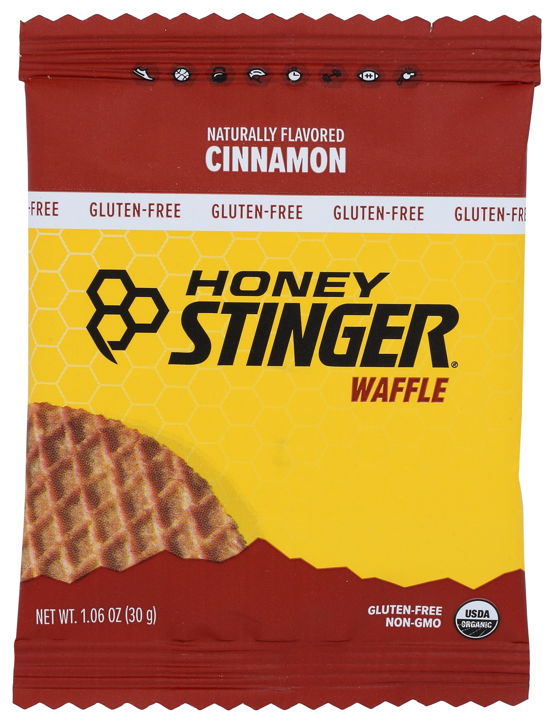 Honey Stinger atleta comiendo waffle en carrera para energía inmediata