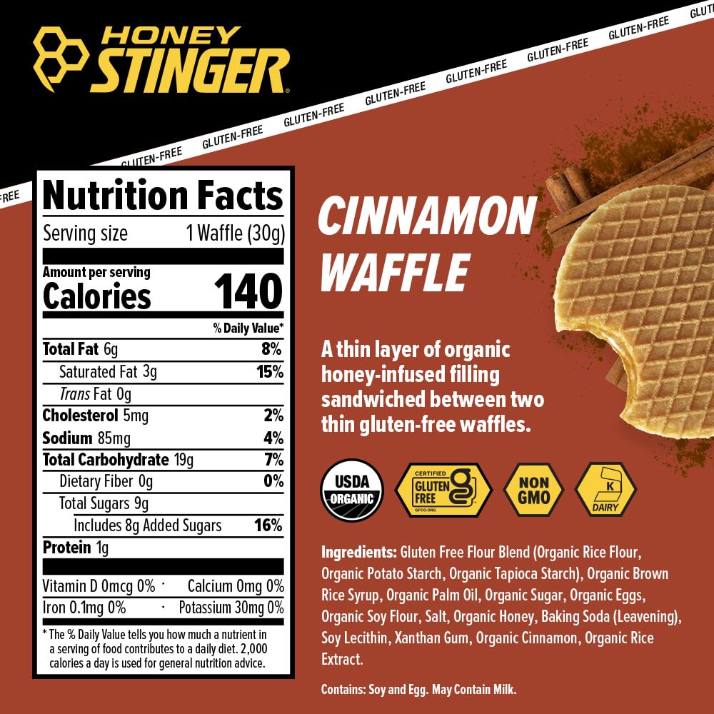 Honey Stinger waffle abierto mostrando centro meloso y estructura ligera