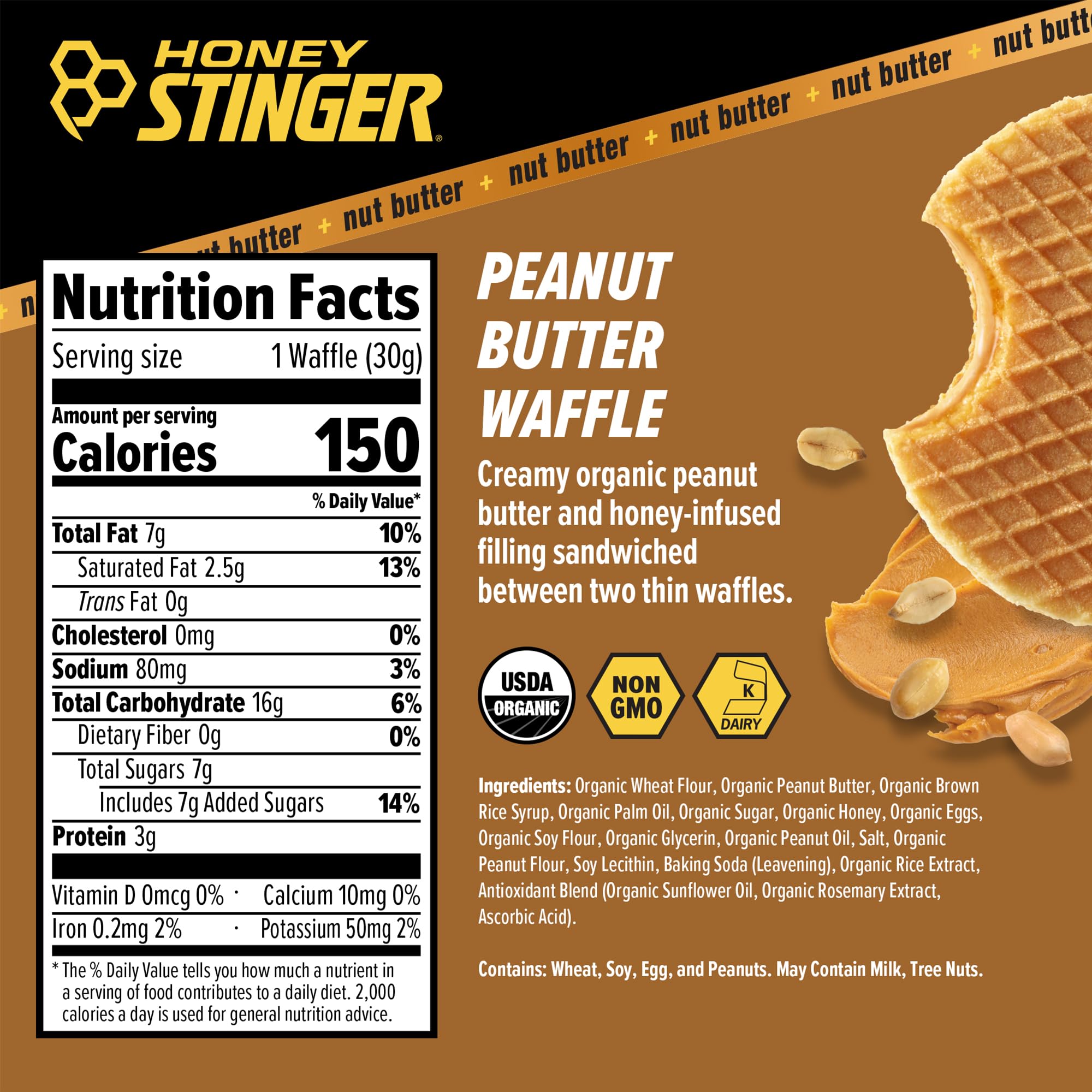 Honey Stinger waffle primer plano de textura suave, digestión fácil