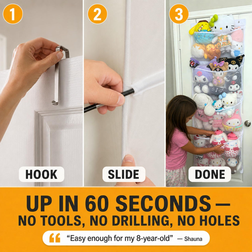 Honeyera sturdy metal hooks hanging over door for no-drill installation