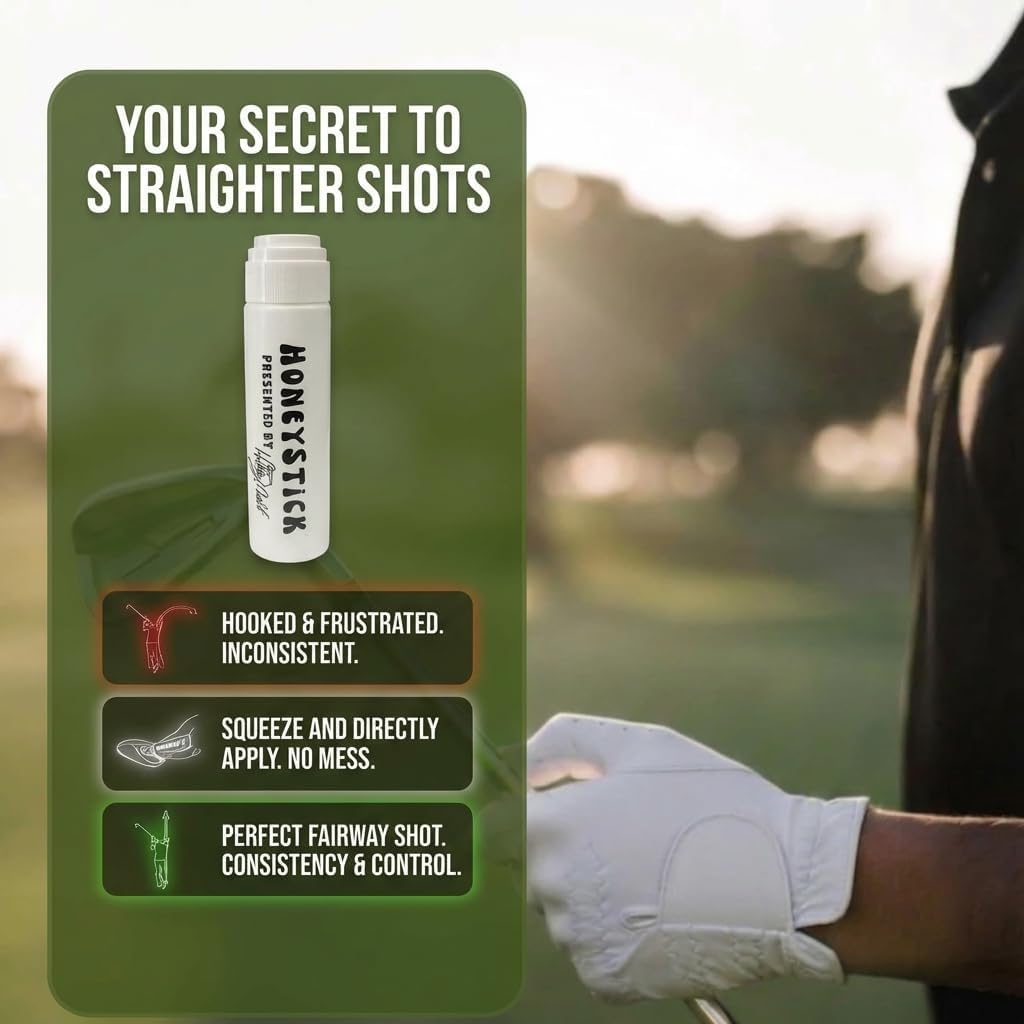 Honey Golf Honeystick bottle in pocket highlighting portability for on-course touchups