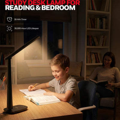 Honeywell lamp in bedroom scene showing comfortable reading light at night