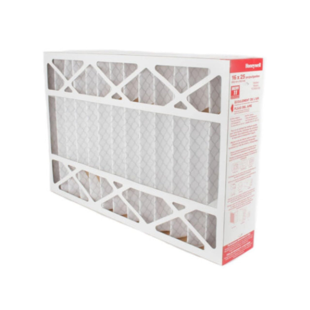 Honeywell Home vista frontal del filtro mostrando tamaño y etiqueta, mejora del aire