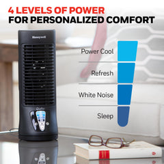 Honeywell ventilador oscilando sobre escritorio para mayor cobertura