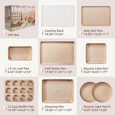 HONGBAKE loaf and square pan side profile showing depth and warp-resistant thickness