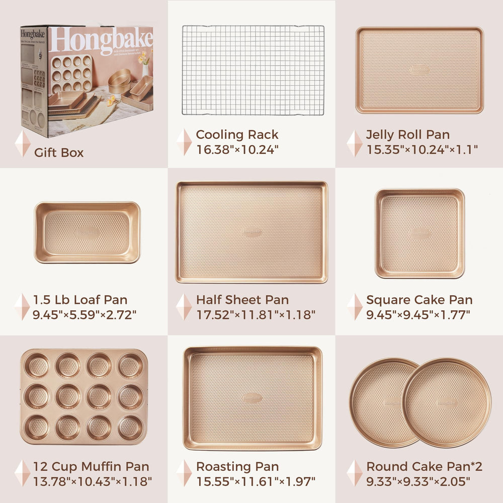 HONGBAKE loaf and square pan side profile showing depth and warp-resistant thickness