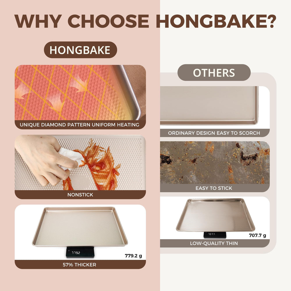 HONGBAKE round cake pans stacked to demonstrate nesting storage and reliable rounds