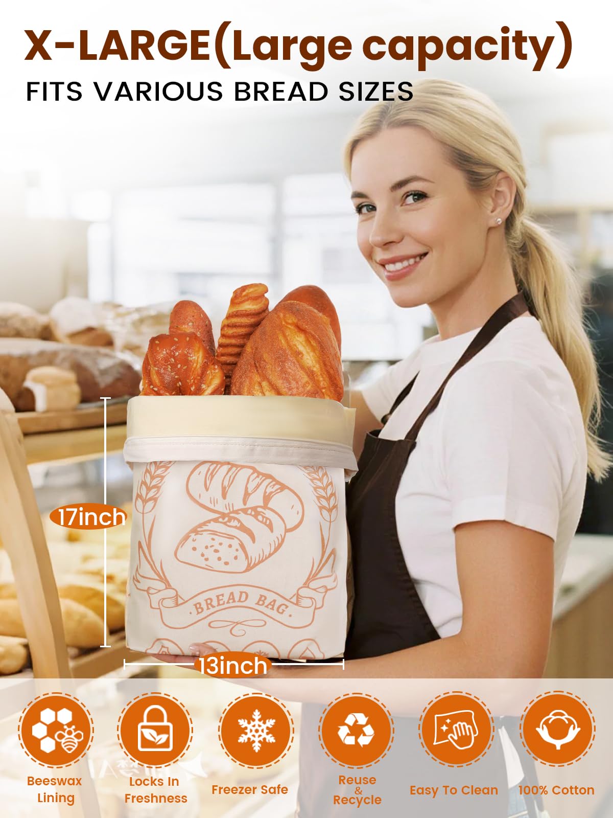 honiitaa bag holding sourdough on kitchen counter, keeps loaf fresh benefit