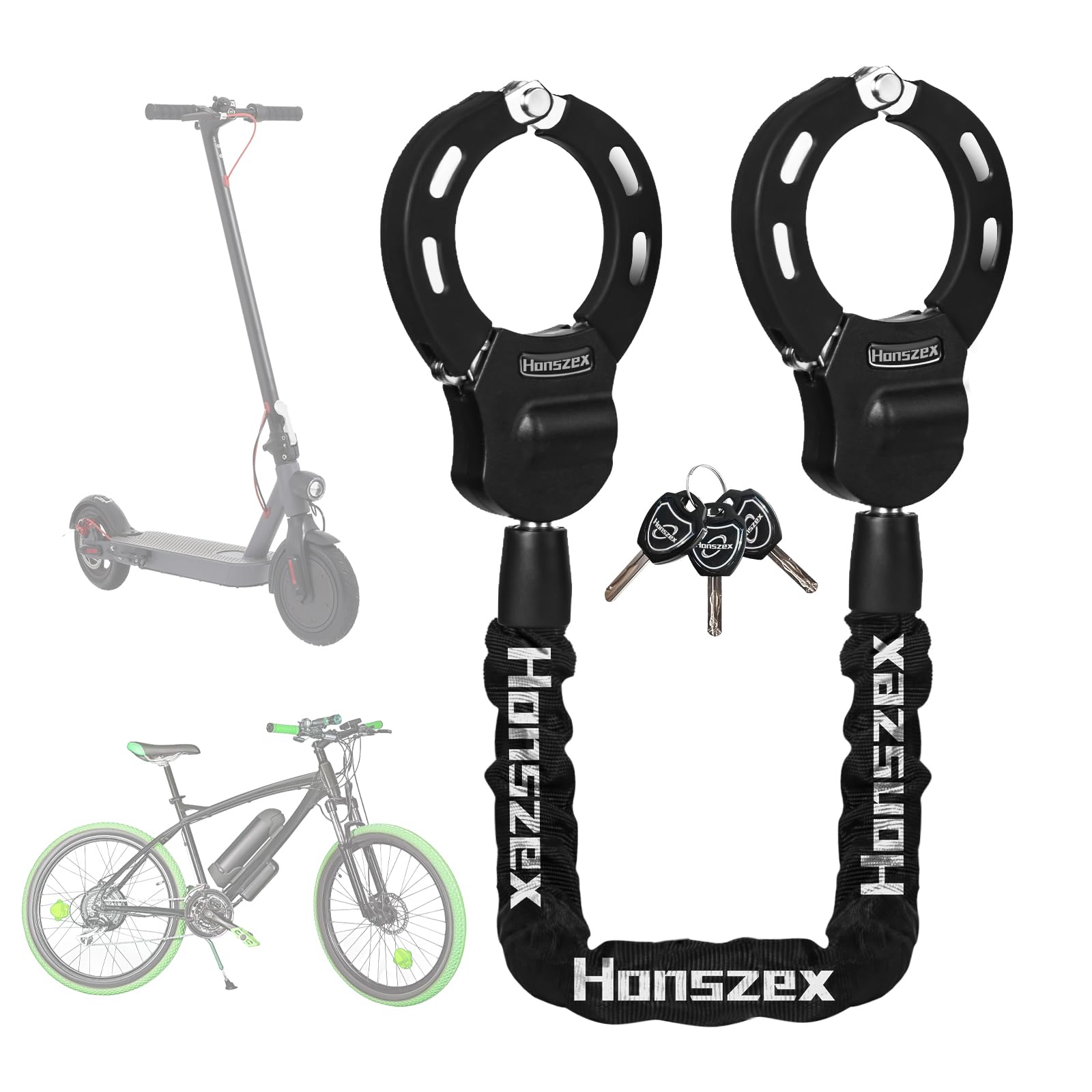 Honszex candado frontal mostrando cuerpo de aleación y funda protectora