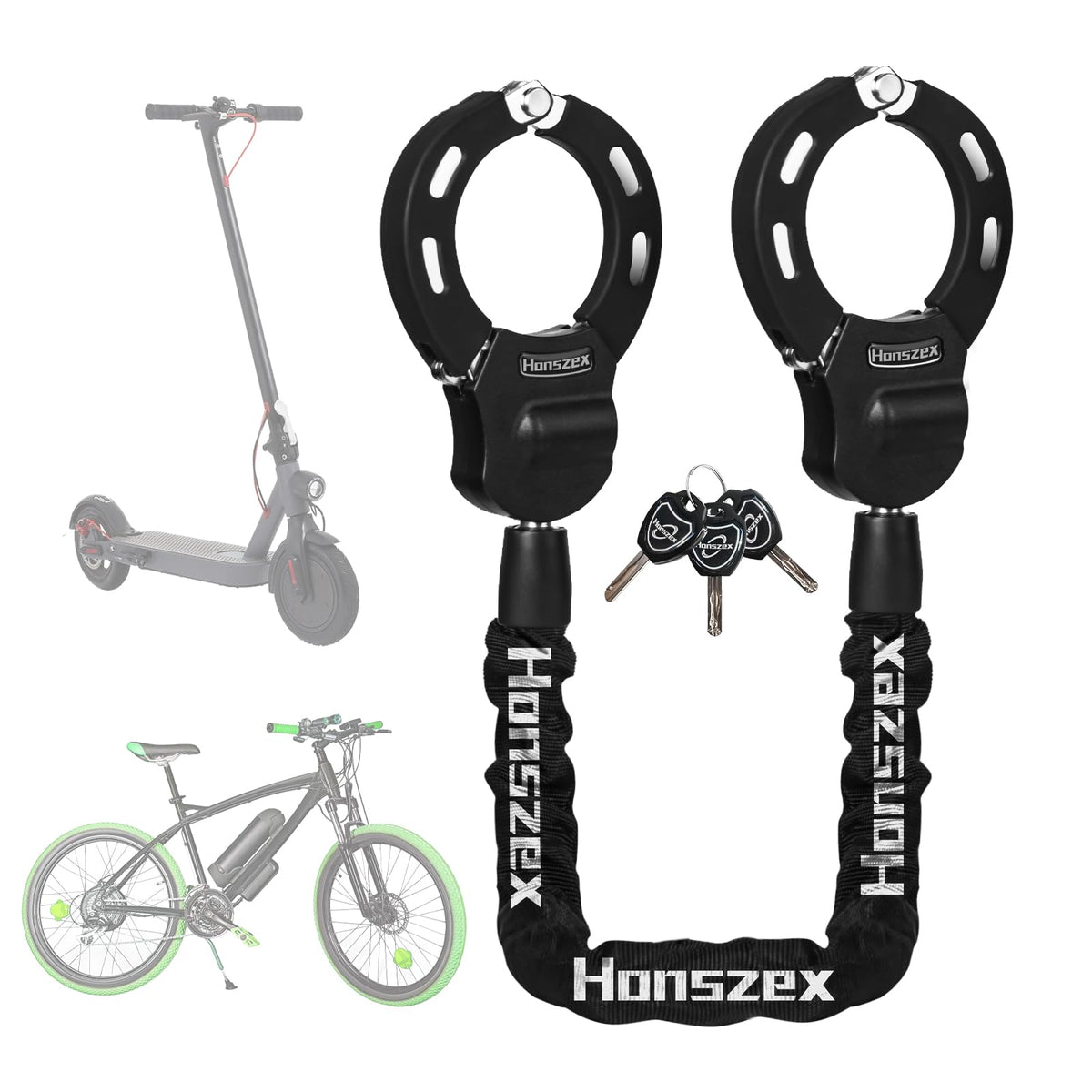 Honszex candado frontal mostrando cuerpo de aleación y funda protectora