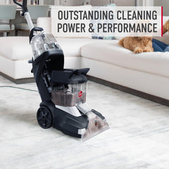 Hoover solution in use with carpet cleaner demonstrating deep extraction