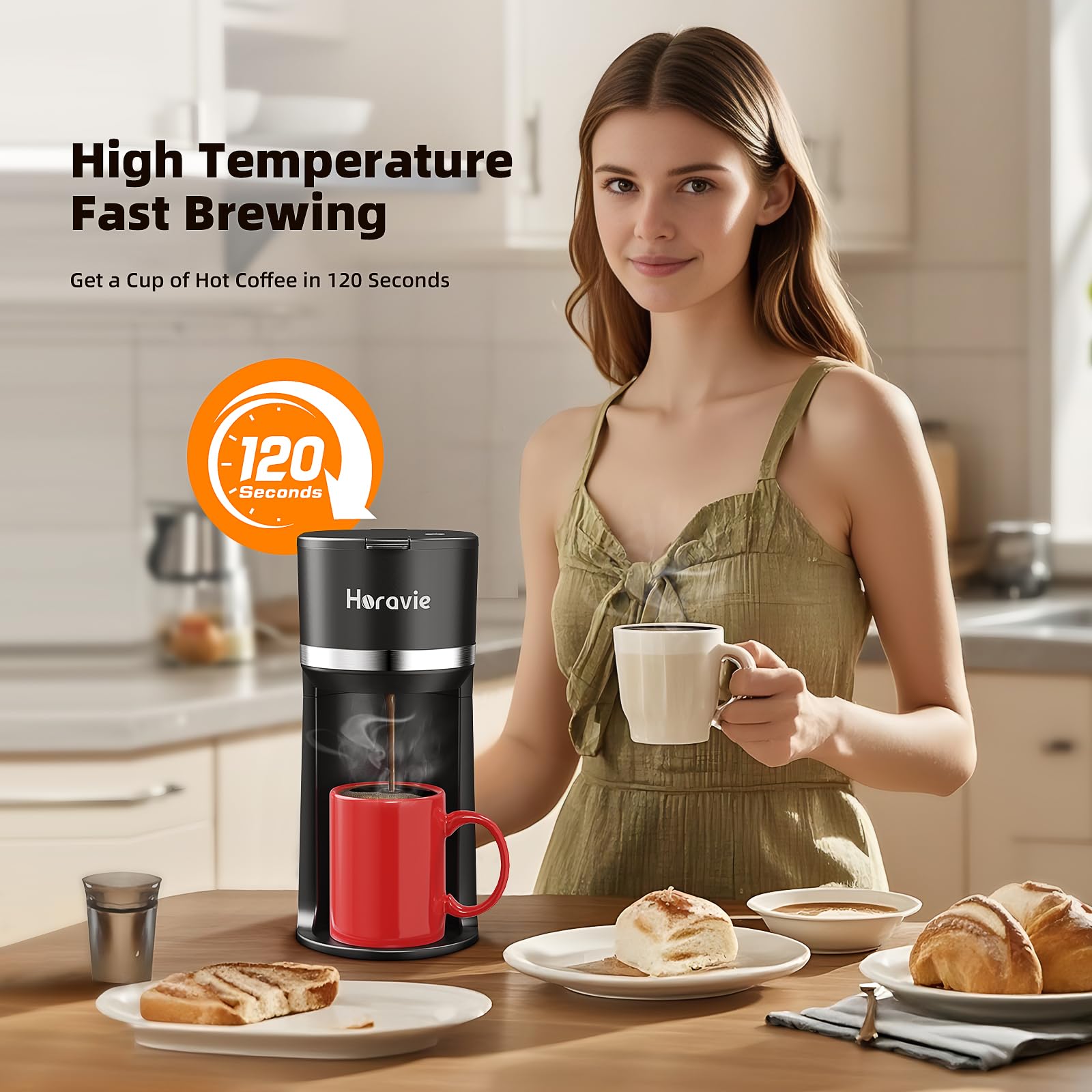 Horavie usando café molido en porta-filtro para flexibilidad de sabores