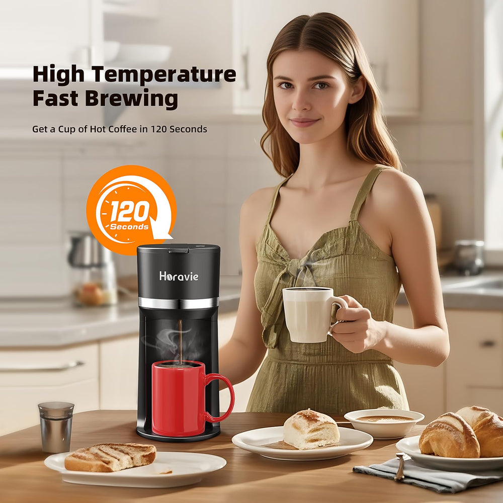 Horavie usando café molido en porta-filtro para flexibilidad de sabores