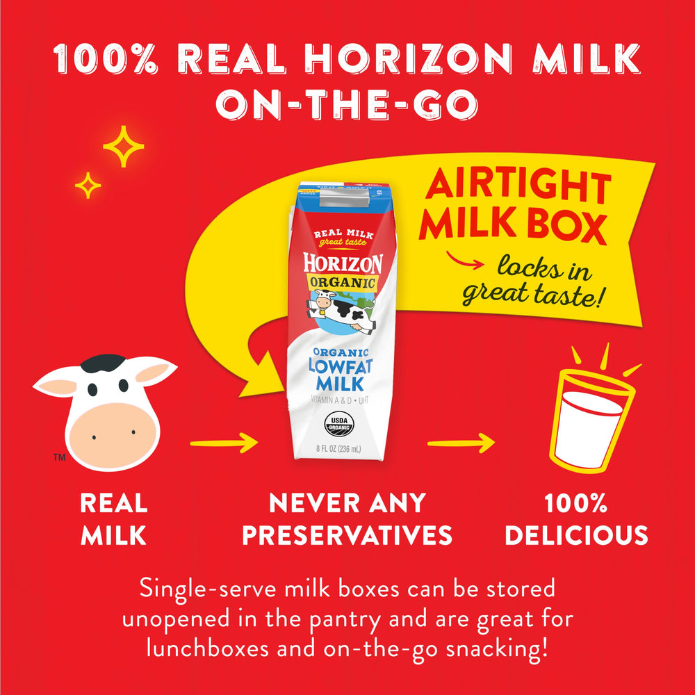 Horizon Organic carton poured into a glass demonstrating creamy texture