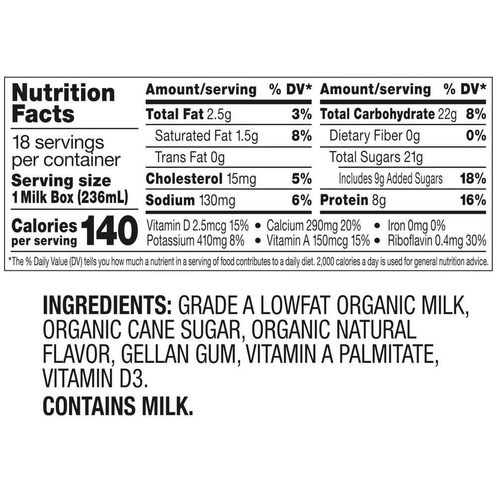 Horizon Organic comparación de tamaño en manos muestra porción individual