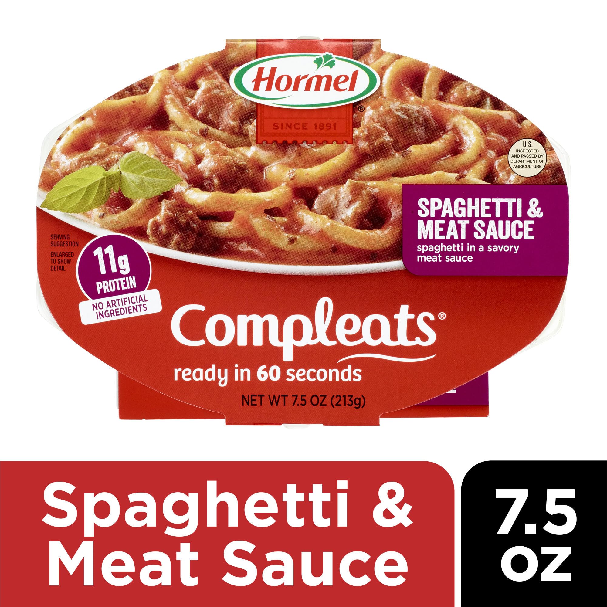 Hormel Compleats bandeja abierta con textura de spaghetti y salsa sabrosa
