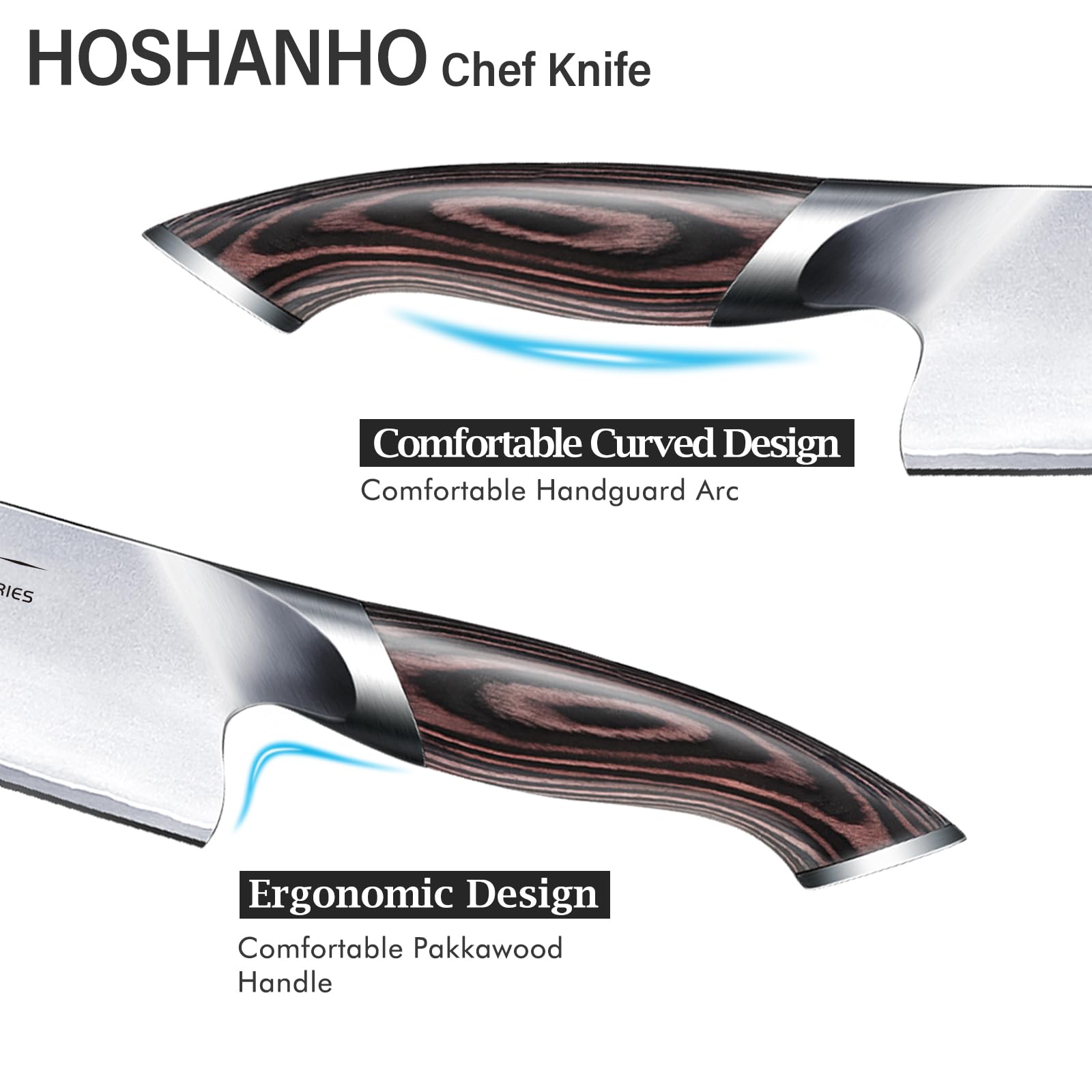 HOSHANHO mango ergonómico de madera para agarre cómodo y seguro