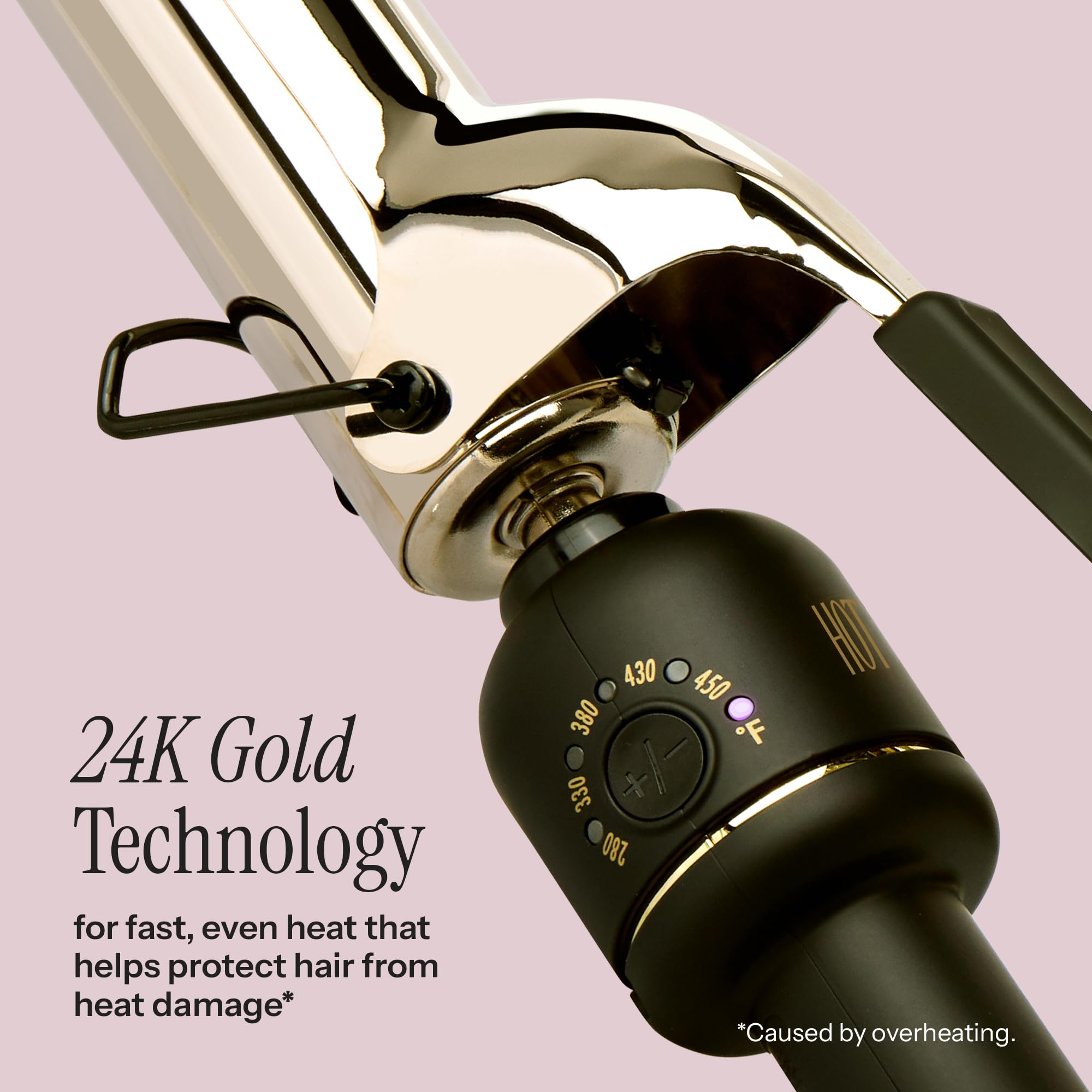 Hot Tools barril extendido detalle en 24K Gold para calor uniforme
