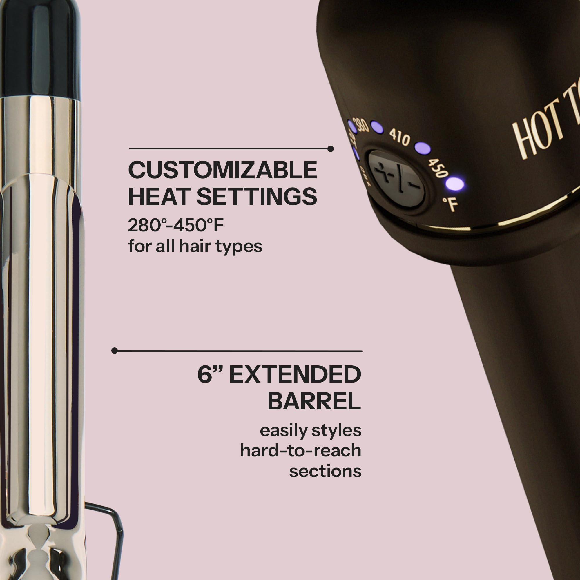Hot Tools panel digital con botones para controlar temperatura precisa