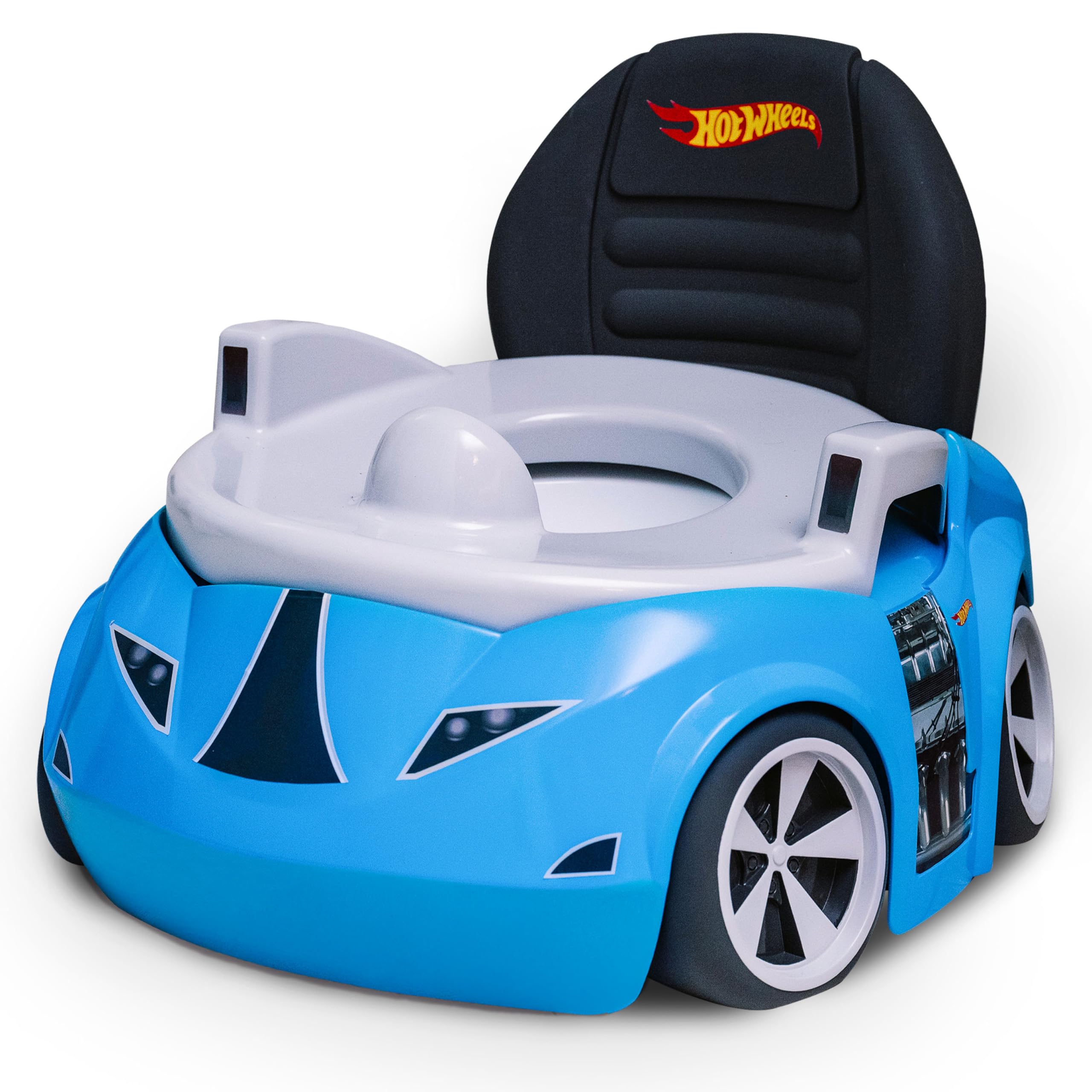 Hot Wheels orinal coche vista frontal mostrando diseño azul y atractivo lúdico