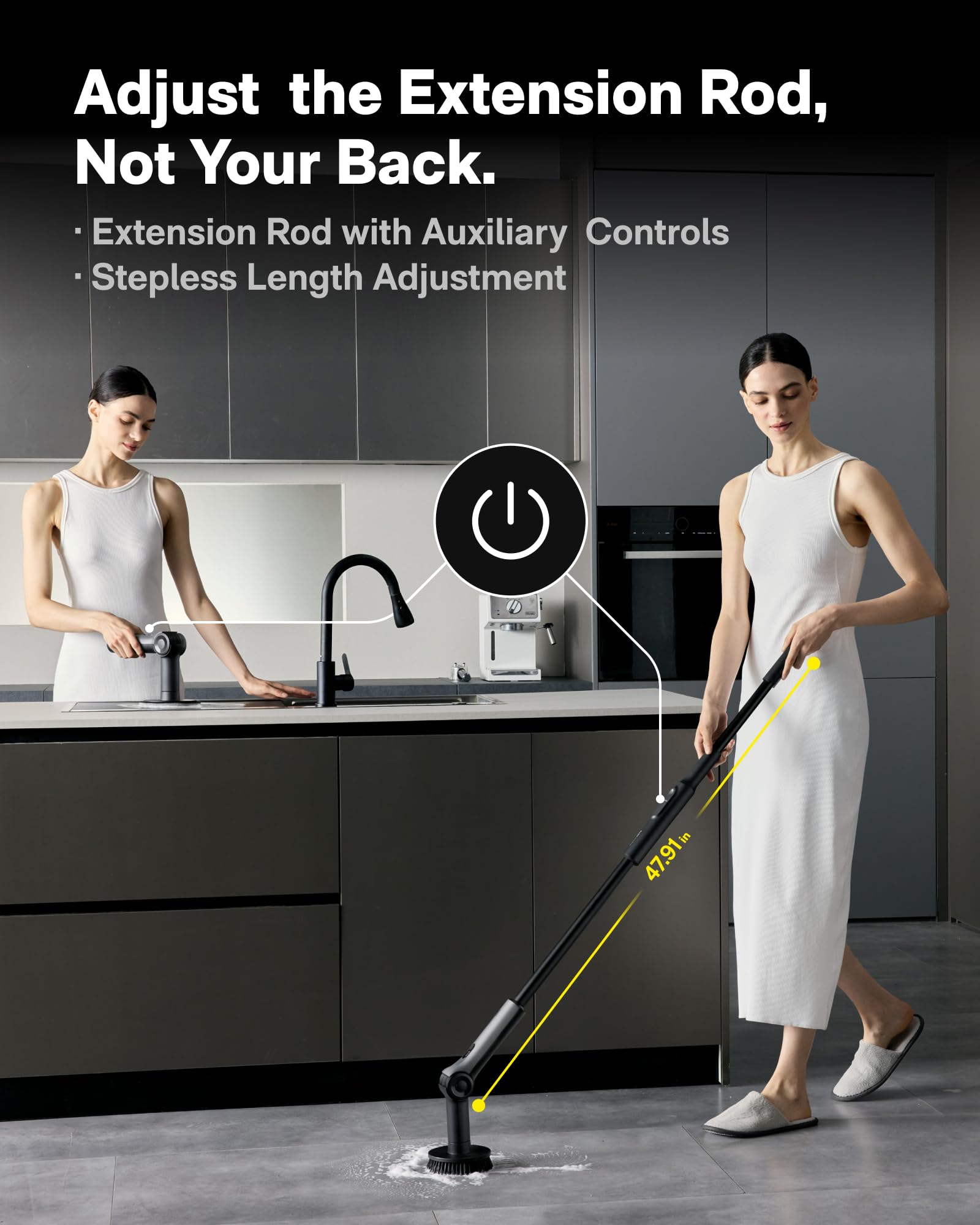 HOTO soft brush on glass showing streak-free cleaning for delicate surfaces