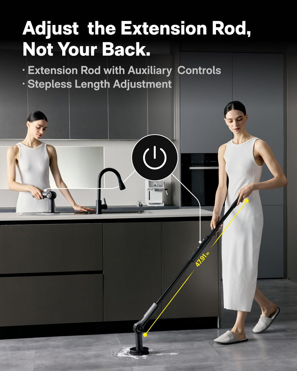 HOTO soft brush on glass showing streak-free cleaning for delicate surfaces
