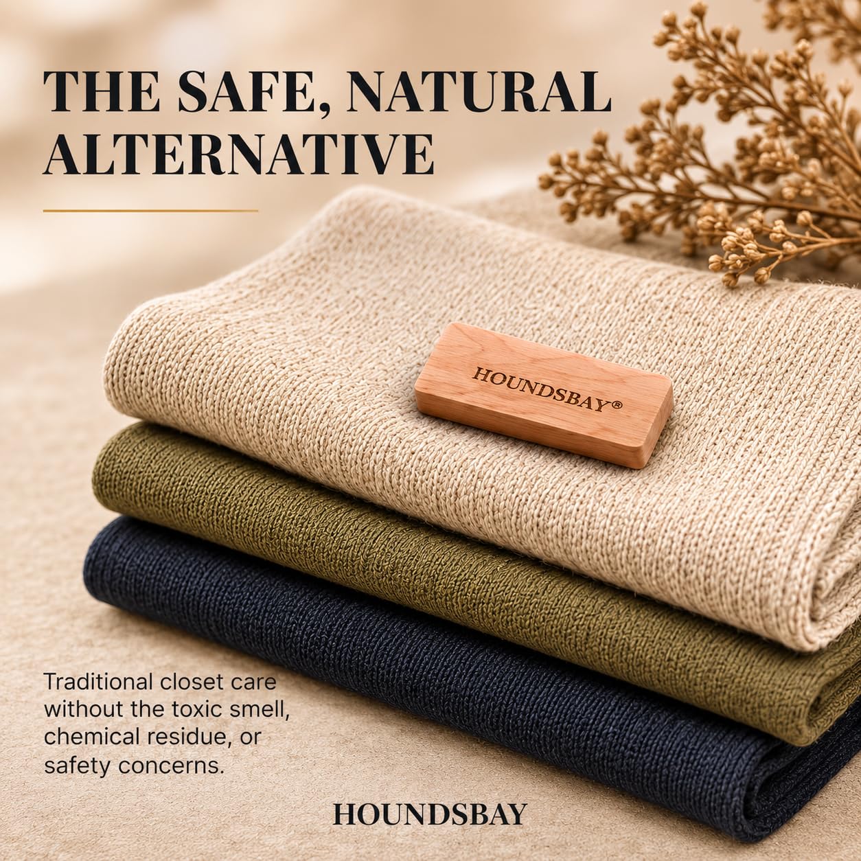 HOUNDSBAY bloque colocado en cajón junto a suéter para proteger y aromatizar