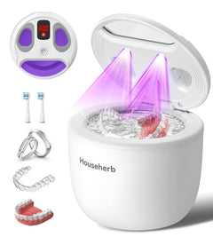 Househerb vista frontal del limpiador ultrasónico para orden y practicidad