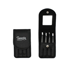 Houseify TWEEZIA estuche abierto mostrando las cuatro pinzas para organización y protección