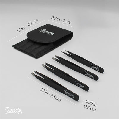 Houseify TWEEZIA pinza biselada en mano para mostrar control en perfilado de cejas