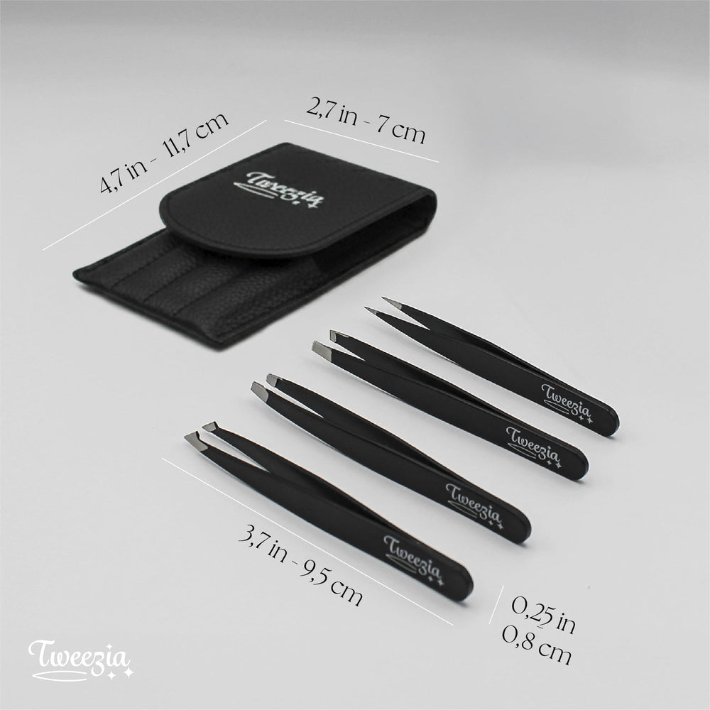 Houseify TWEEZIA pinza biselada en mano para mostrar control en perfilado de cejas