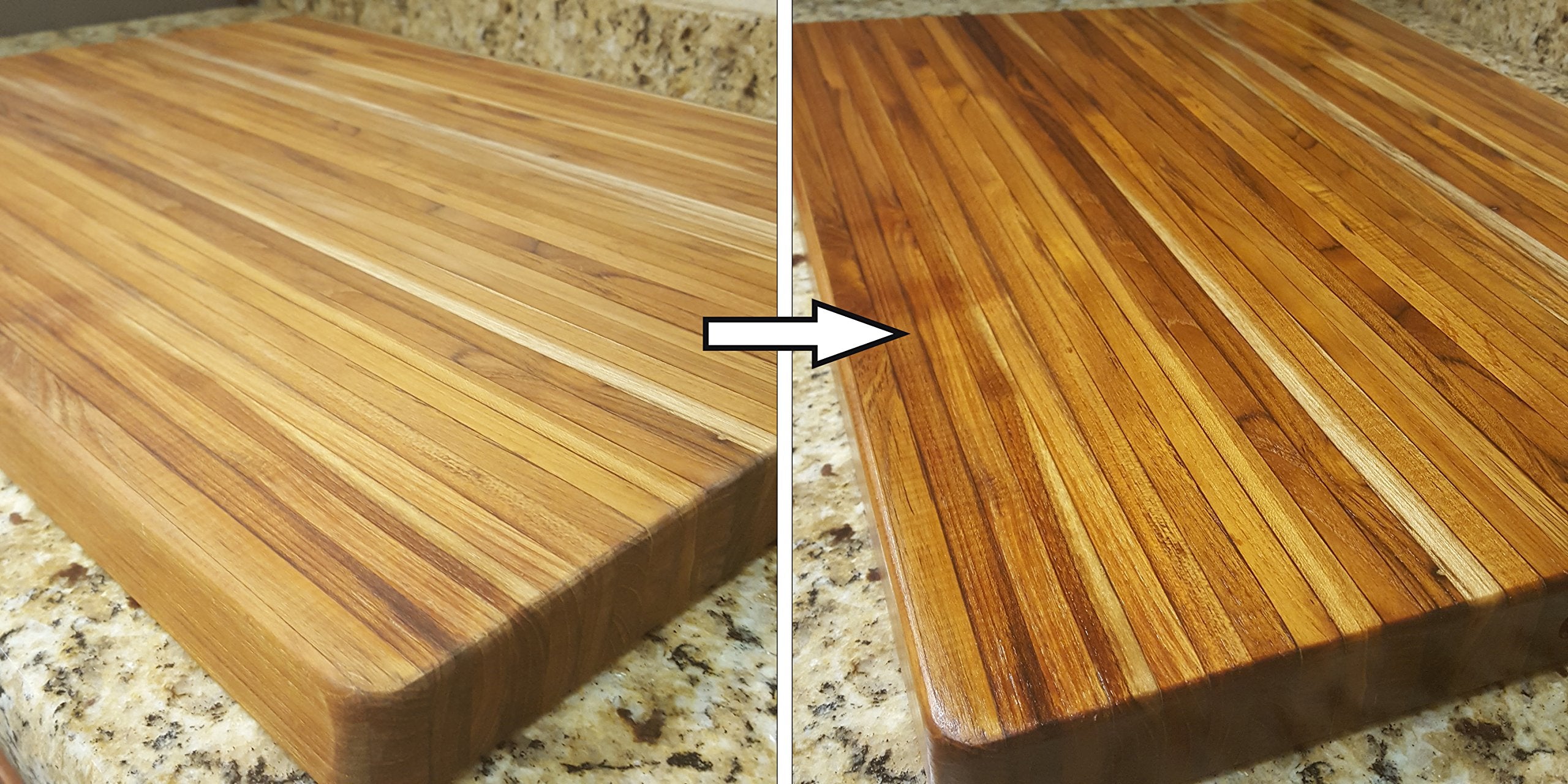 HOWARD comparación antes y después de una tabla restaurada y protegida