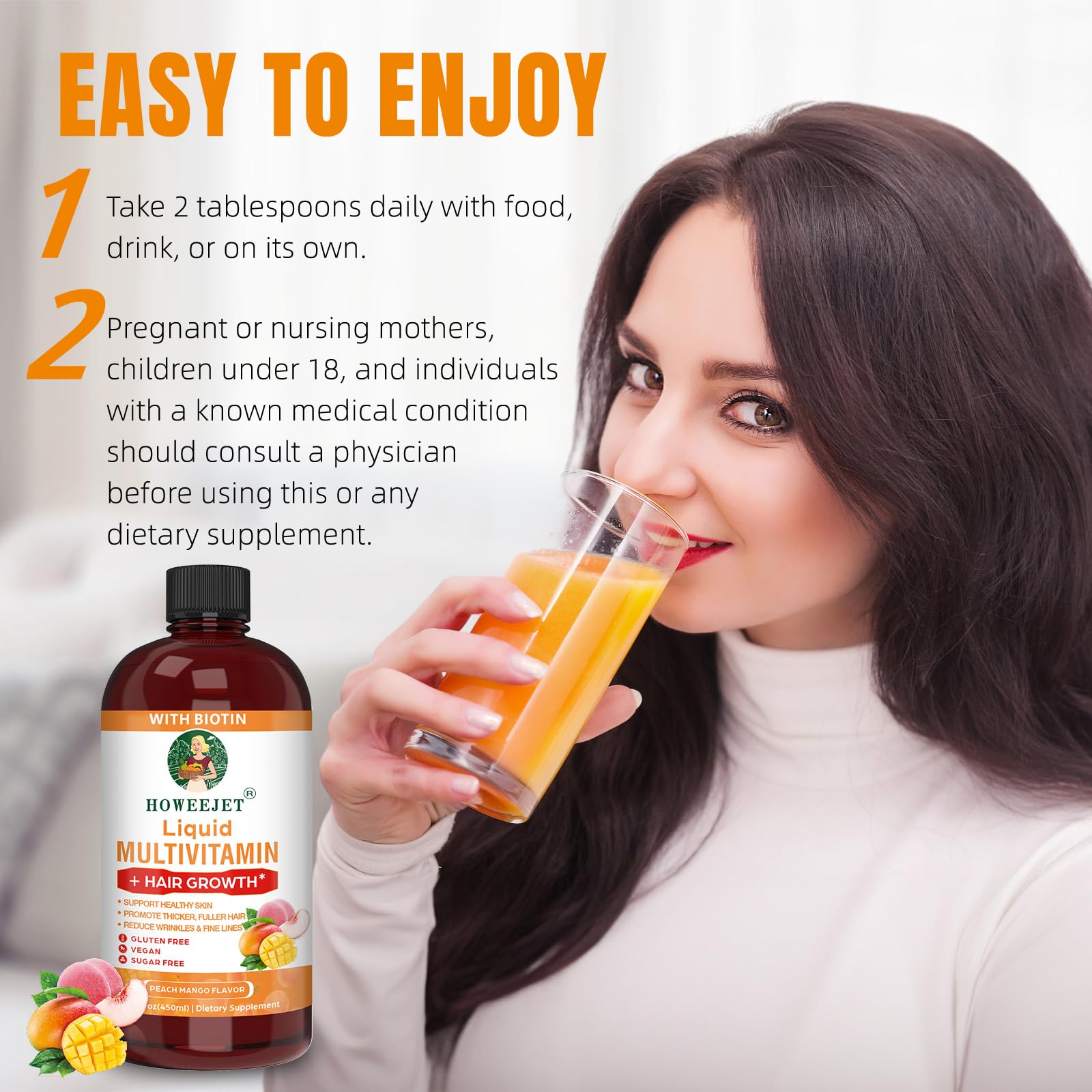 Detalle de la etiqueta HOWEEJET mostrando lista de vitaminas y biotina