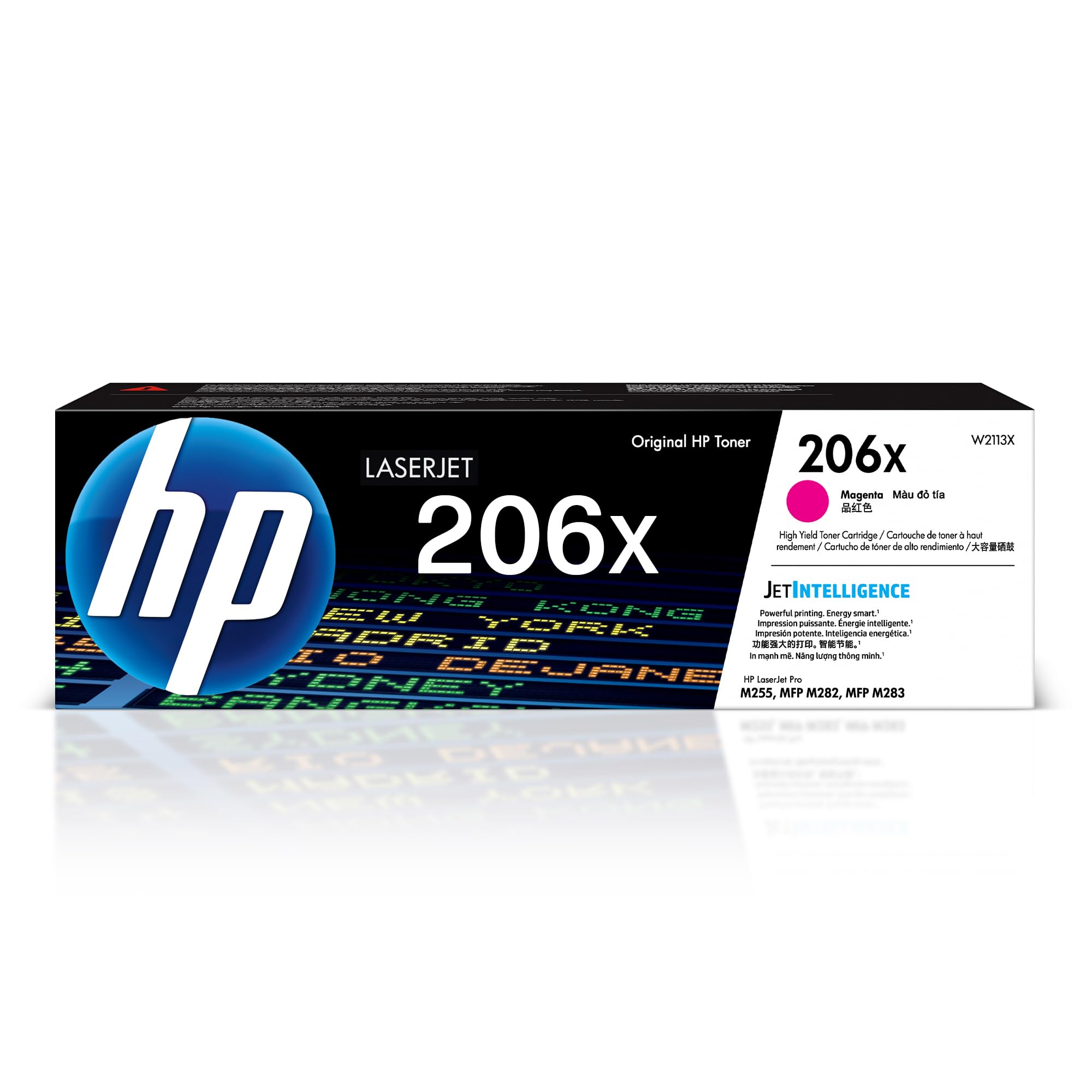 HP cartucho 206X frontal mostrando etiqueta y modelo, asegura compatibilidad